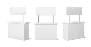 Stand booth or display kiosk with table counter vector