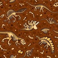 Prehistoric dinosaur fossils seamless pattern vector