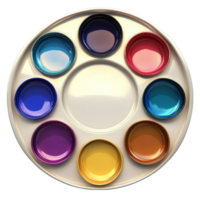 Paint Palette with Different Colors on Transparent Background png