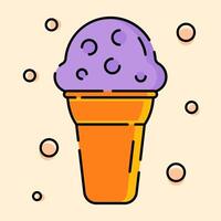 Ice Cream Cone Icon Illustration with Flat Design Style vector