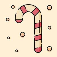 Candy Cane Icon Illustration with Flat Design Style vector