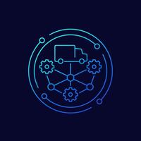 SCM icon, Supply chain management linear design vector