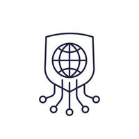secure network icon, online security line vector