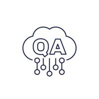QA line icon with cloud, Quality Assurance vector
