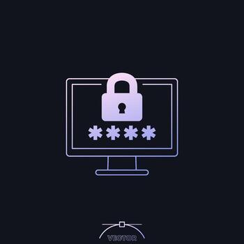 password access icon with a computer and lock vector