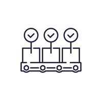 quality control of production line icon, linear design vector