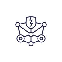 blockchain security vulnerabilities line icon on white vector