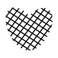 Black and white heart in a cage, isolated on white background. Doodle element for you design. Valentines day concept. vector