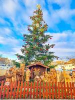 Bethlehem near the Christmas tree on the central square of Beroun.Czech Republic photo