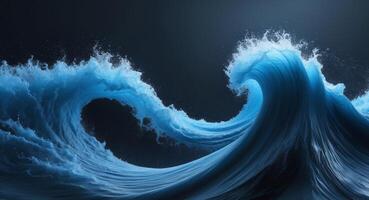 Abstract Blue Waves Swirling Over a Dark Background photo