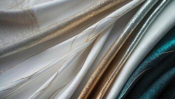 Exploring modern fabric textures and colors with subtle metallic accents in a contemporary design layout photo