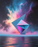 Colorful Cosmic Nebula With a Unique Geometric Shape in the Foreground photo