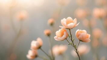 Delicate Peach Flowers Softly Bloom in LightDelicate Peach Flowers Softly Bloom in Light. photo
