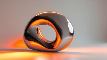 Abstract image of a shiny metal object with orange lightAbstract image of a shiny metal object with orange light. photo