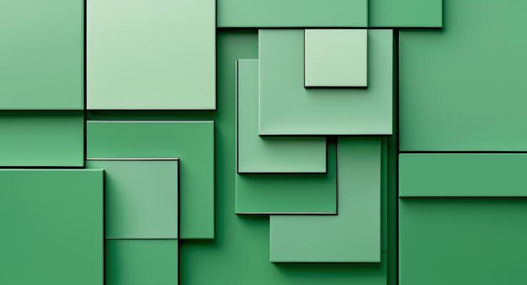 Abstract green background with overlapping square shapes in a modern geometric designAbstract green background with overlapping square shapes in a modern geometric design.