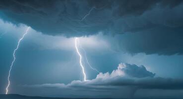 Exciting anticipation builds as thunder crackles and dark clouds merge photo