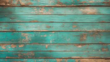 Vintage Turquoise Wood Plank Background with Weathered Texture photo