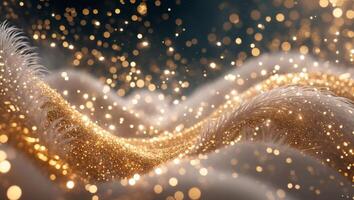Abstract Sparkling Golden Background with Shimmering Lights and Glowing Particles photo