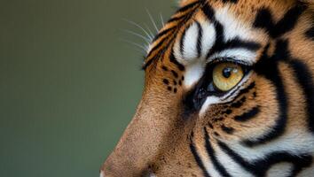 A close up of a tiger's eye with a green background photo