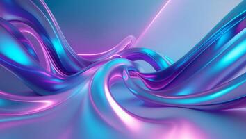 Dynamic Abstract Background with Rich Blue Neon Gradient and Swirling Shapes for Modern Design. photo
