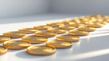 Golden Coins Arranged In A Linear Formation photo