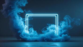 Glowing Neon Frame with Vibrant Smoke and Dramatic Lighting in Cyberpunk Style.Glowing Neon Frame with Vibrant Smoke and Dramatic Lighting in Cyberpunk Style. photo