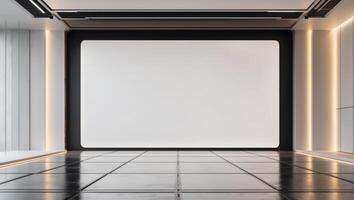 Modern Stage with Large Blank Display Screen for Business Presentations and Events photo