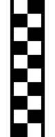A checkered stripe pattern, zip fastener or zipper, with gaps between the inner squares and the surrounding lines. Vertical orientation, black and white, isolated. png