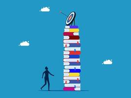 man standing on top of books with target on top vector