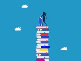 woman stands on top of a stack of books vector