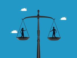 two people on scales with clouds in the background vector