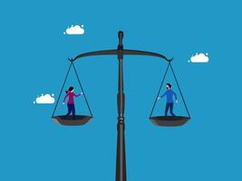 people on scales with clouds in the background vector
