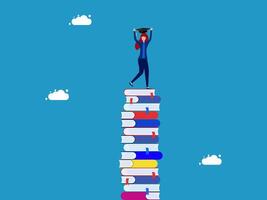 standing on top of a stack of books vector