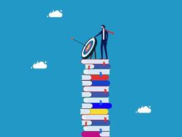 man on top of books with target on top vector