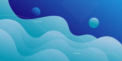 Bright blue gradient wavy illustration with minimal dynamic background in simple geometric style. Cool design. Eps10 vector