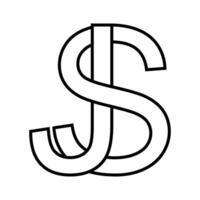Logo sign sj js icon, double letters logotype j s vector