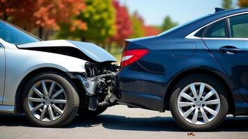 two cars that have been damaged in a collisions photo
