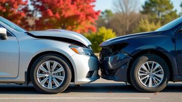 Collision Involving Two Cars on a Sunny Day. photo