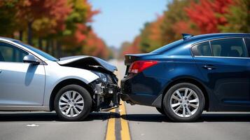 two cars that have been damaged in a collision photo