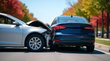 two cars that have been damaged in a collision. photo