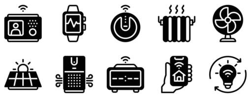 Domotics Icon Set Innovative Solid Style Collection for Smart Home Automation vector
