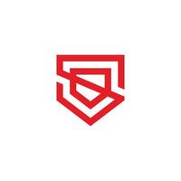 letter s shield emblem red simple geometric logo vector