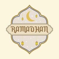 Elegant Ramadan Kareem Greeting Design with Crescent Moon and Lanterns vector