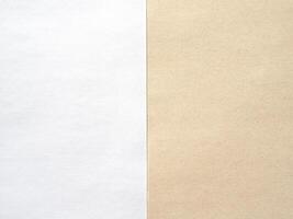 Import substitution, office paper without bleaching in comparison with ordinary white of high quality. Flat lay, copy space. photo