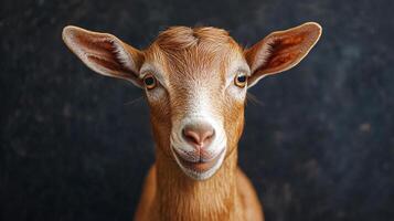 Goat facing forward displaying its friendly demeanor photo