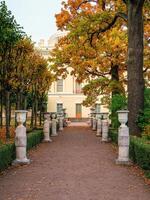 Autumn view of the private garden of Empress Maria Feodorovna near the Pavlovsk Palace in Pavlovsk. Russia. photo