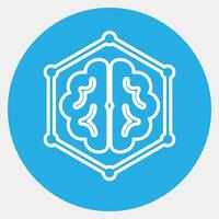 Icon deep learning. Artificial intelligence elements. Icon in blue round style. vector