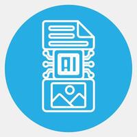 Icon text to image. Artificial intelligence elements. Icon in blue round style. vector