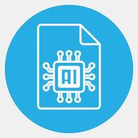 Icon ai document. Artificial intelligence elements. Icon in blue round style. vector