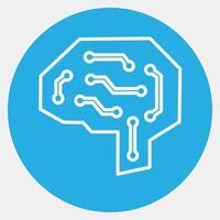 Icon digital brain. Artificial intelligence elements. Icon in blue round style. vector